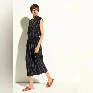 Vince - Stripe Draped Cross Front Dress in Coastal Blue Size 0 #222